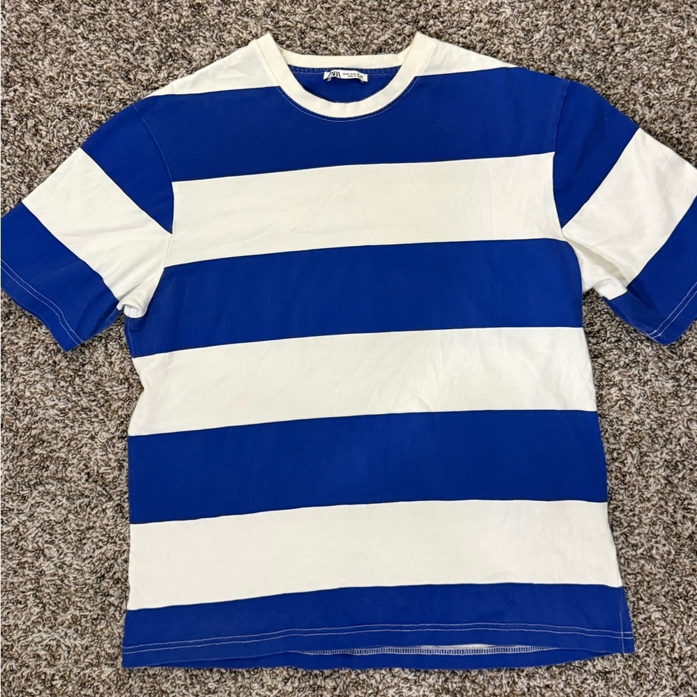 Zara Bold Blue and White Striped Tee